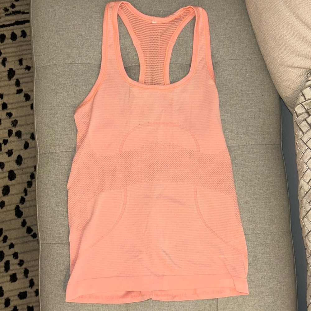 Peach Lululemon swiftly race back tank top